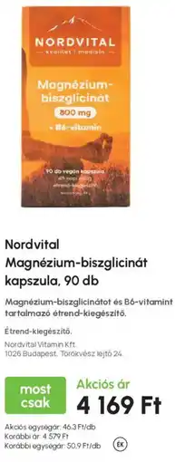 Alma Gyógyszertárak Nordvital magnézium-biszglicinát kapszula ajánlat