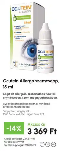 Alma Gyógyszertárak Ocutein Allergo szemcsepp ajánlat