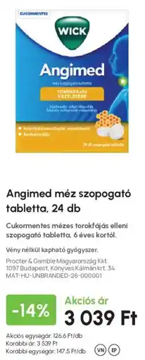Alma Gyógyszertárak Wick angimed mész szopogató tabletta ajánlat
