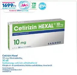 Gyöngy Patikák Cetirizin Hexal ajánlat