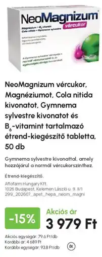 Alma Gyógyszertárak Neomagnizum vércukor ajánlat