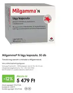 Alma Gyógyszertárak Milgamma N lágy kapszula ajánlat