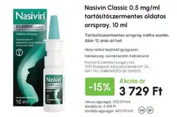Alma Gyógyszertárak Nasivin classic orrspray ajánlat