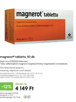 Alma Gyógyszertárak Magnerot tabletta ajánlat