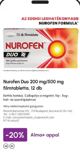 Alma Gyógyszertárak Nurofen duo ajánlat