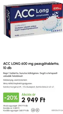 Alma Gyógyszertárak acc long pezsgotabletta ajánlat