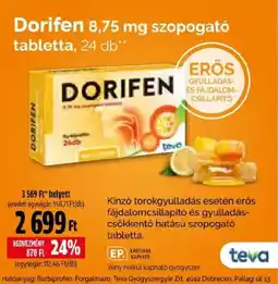 Pingvin Patika Dorifen 8,75 mg szopogató tabletta ajánlat