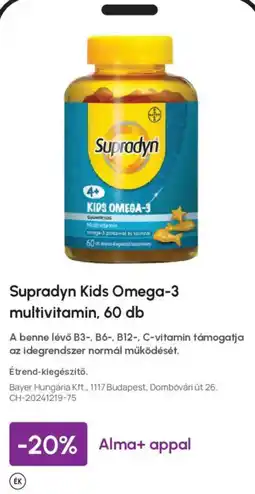 Alma Gyógyszertárak Supradyn kids omega-3 multivitamin ajánlat