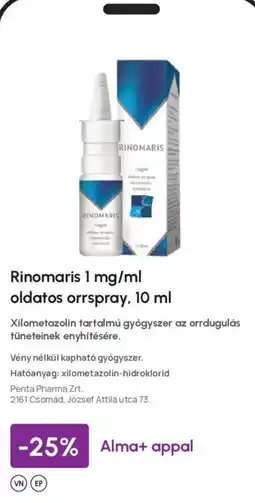 Alma Gyógyszertárak Rinomaris oldatos orrspray ajánlat