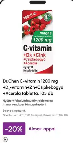 Alma Gyógyszertárak Dr.Chen c-vitamin ajánlat