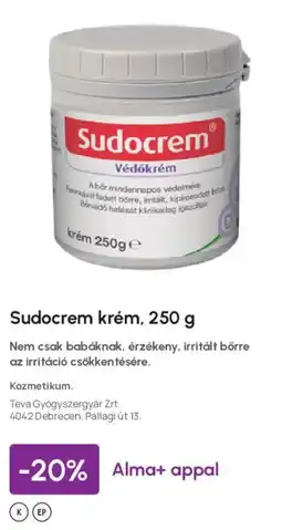 Alma Gyógyszertárak Sudocrem krém ajánlat