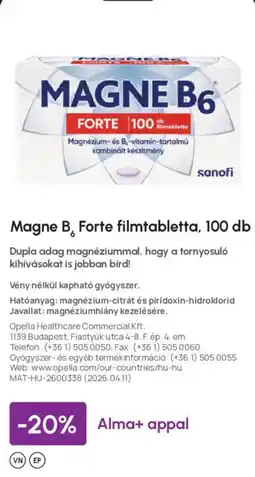 Alma Gyógyszertárak Magne B6 Forte filmtabletta ajánlat