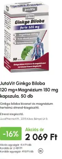 Alma Gyógyszertárak Jutavit Ginkgo biloba 120 mg+Magnézium 150 mg kapszula ajánlat