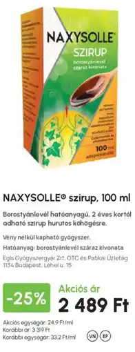 Alma Gyógyszertárak Naxysolle szirup ajánlat