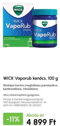 Alma Gyógyszertárak wick vaporub kenőcs ajánlat