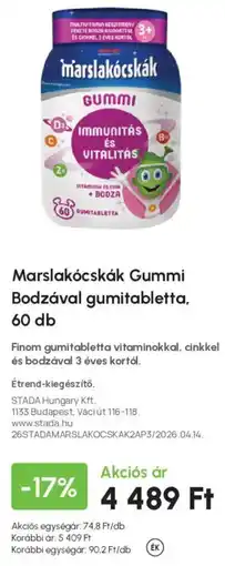 Alma Gyógyszertárak Marslakócskák Gummi Bodzával gumitabletta ajánlat