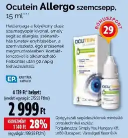 Pingvin Patika Ocutein Allergo szemcsepp ajánlat