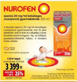 Pingvin Patika Nurofen eperizó 20 mg/ml belsóleges szuszpenzió gyermeknek ajánlat