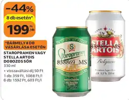 Auchan Staropramen vagy Stella Artois dobozos sör ajánlat