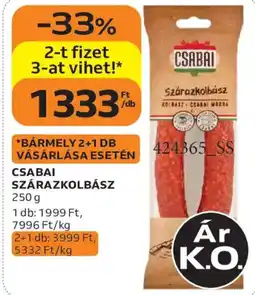 Auchan Csabai szárazkolbász ajánlat