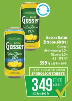 Coop Gösser natur zitrone sör ajánlat