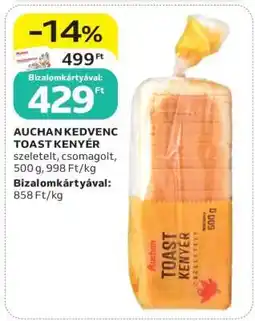 Auchan AUCHAN KEDVENC TOAST KENYÉR ajánlat