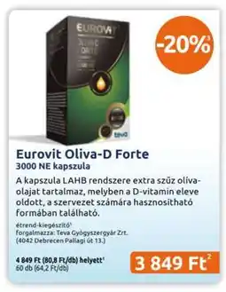Benu Gyógyszertárak EUROVIT Oliva-D Forte ajánlat