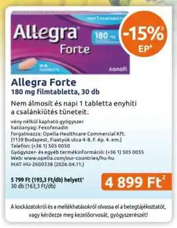 Benu Gyógyszertárak Allegra Forte ajánlat
