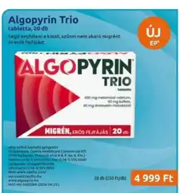Benu Gyógyszertárak Algopyrin Trio ajánlat