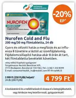 Benu Gyógyszertárak Nurofen Cold and Flu ajánlat
