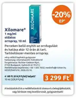Benu Gyógyszertárak Xilomare ajánlat