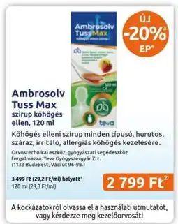Benu Gyógyszertárak Ambrosolv Tuss Max ajánlat