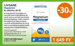 Benu Gyógyszertárak LIVSANE Magnézium B6 tabletta, 60 db ajánlat