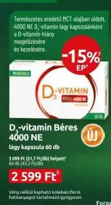 Benu Gyógyszertárak D₃-vitamin Béres 4000 NE ajánlat