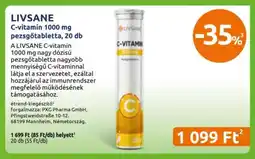 Benu Gyógyszertárak LIVSANE C-vitamin 1000 mg pezsgőtabletta, 20 db ajánlat