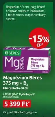 Benu Gyógyszertárak Magnézium Béres 375 mg + B₆ ajánlat
