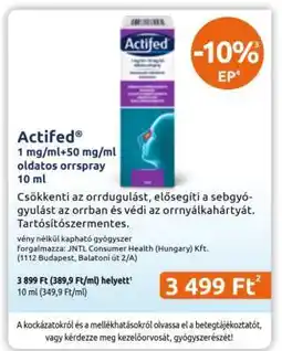 Benu Gyógyszertárak Actifed ajánlat