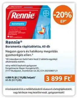 Benu Gyógyszertárak Rennie ajánlat