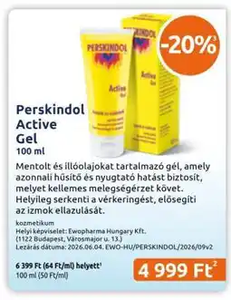 Benu Gyógyszertárak Perskindol Active Gel ajánlat