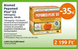 Benu Gyógyszertárak Biomed Pepomed Plus D3 tökmagolaj kapszula, 100 db ajánlat