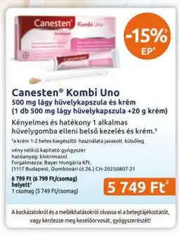 Benu Gyógyszertárak Canesten Kombi Uno ajánlat