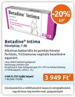 Benu Gyógyszertárak Betadine Intima ajánlat