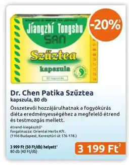 Benu Gyógyszertárak Dr. Chen Patika Szűztea ajánlat
