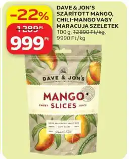 Auchan DAVE & JON’S SZÁRÍTOTT MANGO, CHILI-MANGO VAGY MARACUJA SZELETEK ajánlat