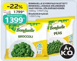 Auchan BONDUELLE GYORSFAGYASZTOTT BROKKOLI, ZSENGE ZÖLDBORSÓ VAGY ROYAL ZÖLDSÉGKEVERÉK ajánlat