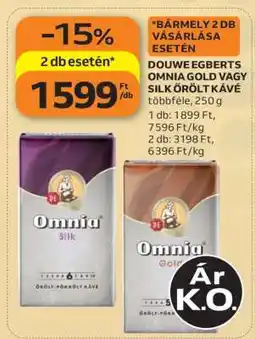 Auchan Douwe Egberts Omnia Gold vagy Silk őrölt kávé ajánlat