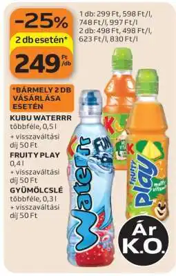 Auchan Kubu Waterrr, Fruity Play, Gyümölcslé ajánlat