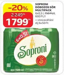 Auchan Soproni Dobozos Sör Multipack ajánlat