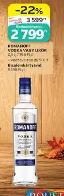 Auchan ROMANOFF VODKA VAGY LIKŐR ajánlat