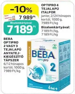 Auchan BEBA OPTIPRO 2 VAGY 3 TEJALAPÚ ANYATEJ-KIEGÉSZÍTŐ TÁPSZER ajánlat